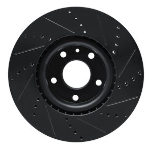 Chevrolet Corvette Brake Rotor (1) - Front Left - R1 Concepts - Drilled & Slotted - Black - `14-`19
